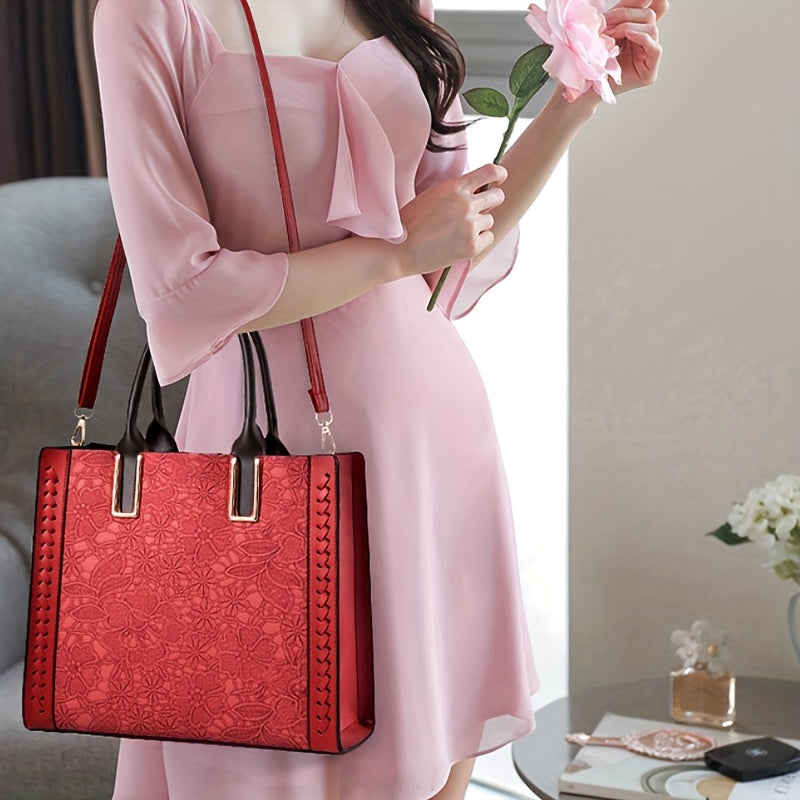 Clara | Floral-Patterned Leather Tote