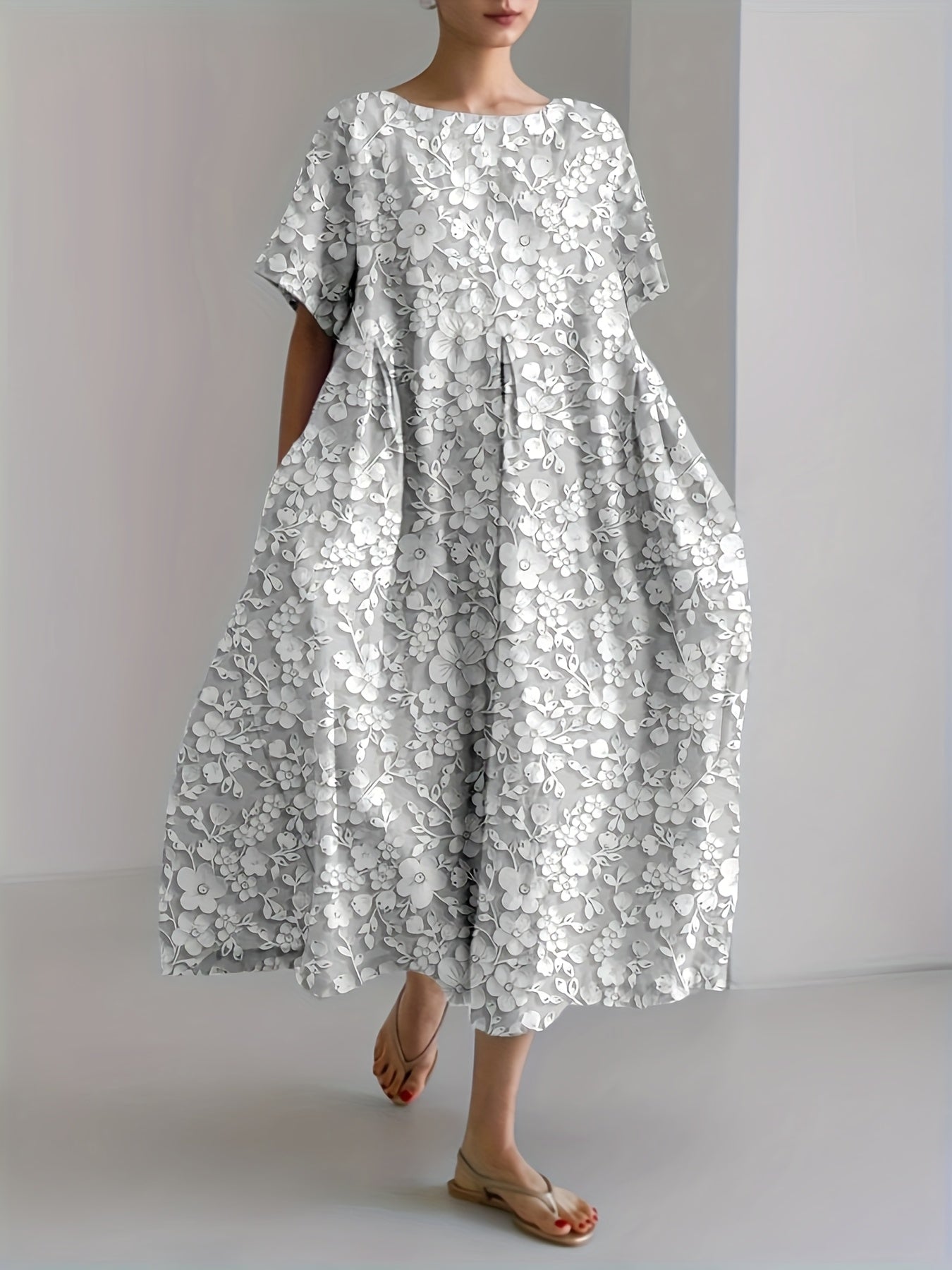 Sara | Ecru Floral Dress