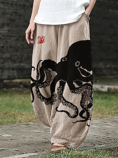 Sora | Octopus Print Wide-Leg Pants