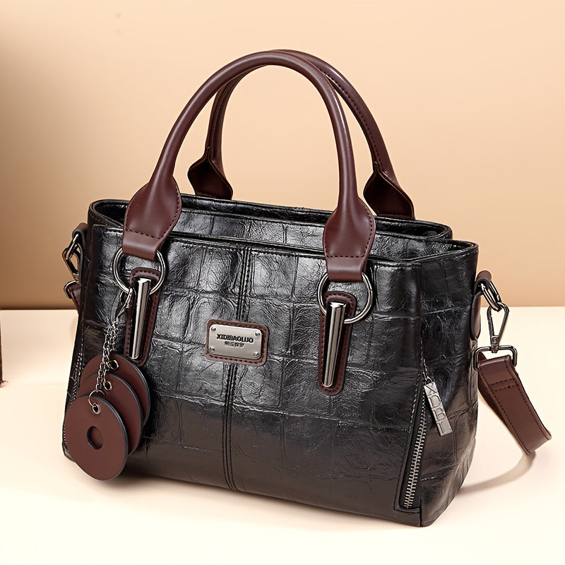 Kendra | Crocodile-Patterned Leather Handbag