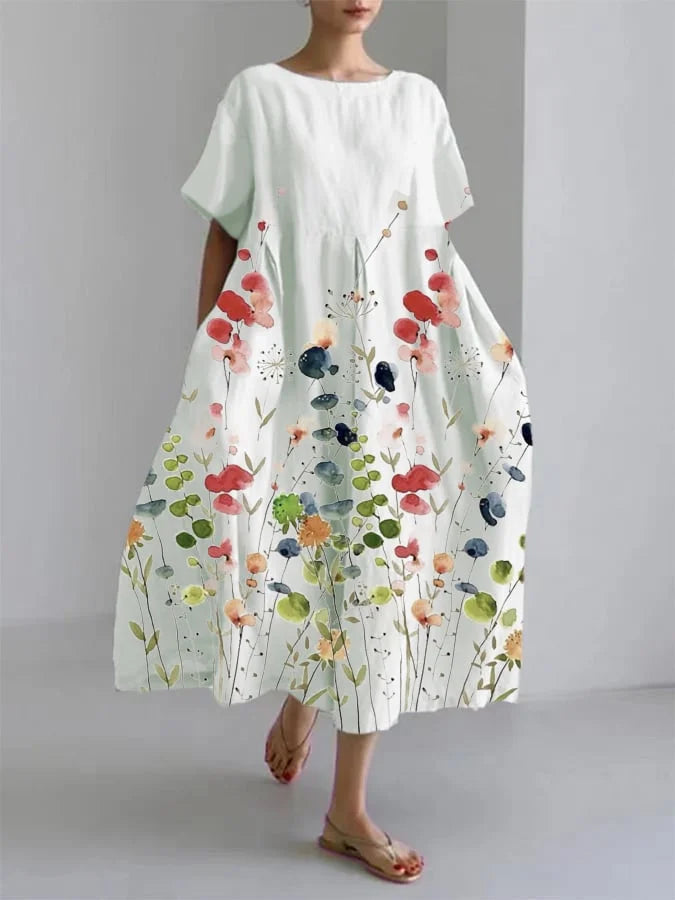 Liliana | Floral Dress in Soft Viscose