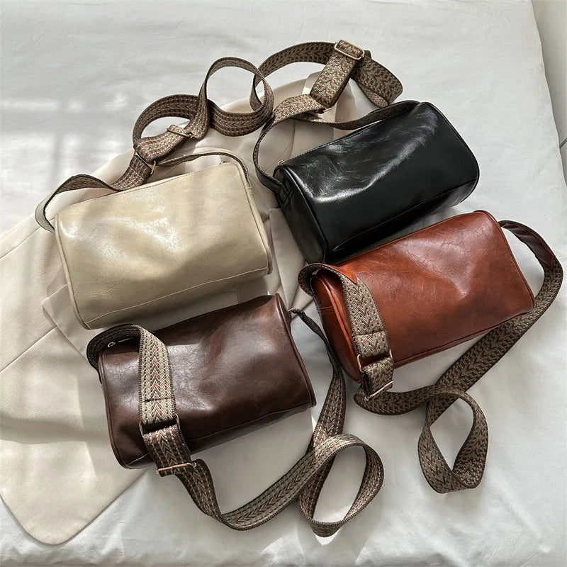 Elsa | Leather Crossbody Bag with Woven Strap