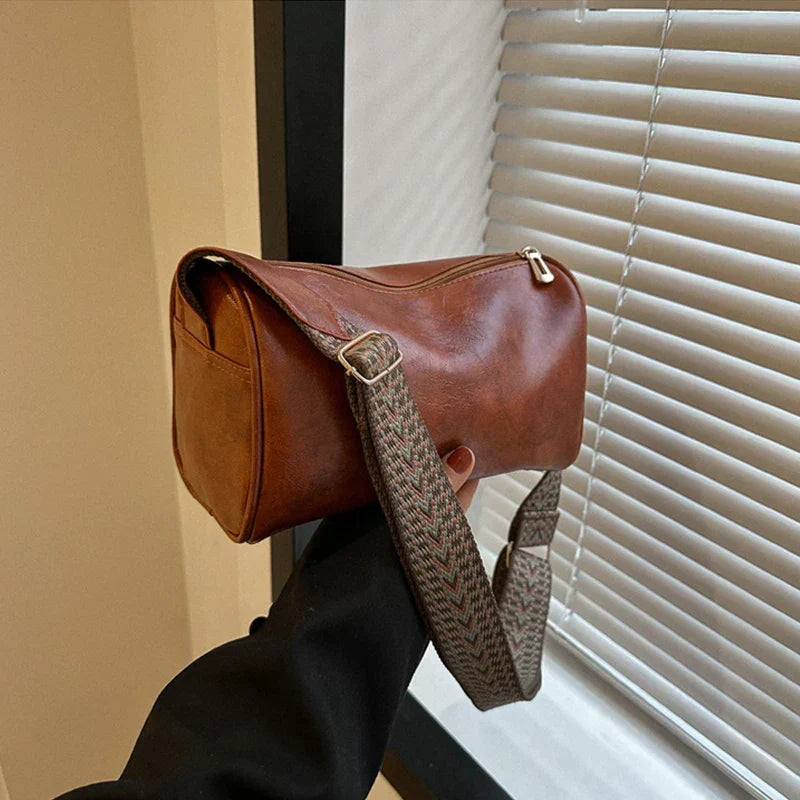Elsa | Leather Crossbody Bag with Woven Strap