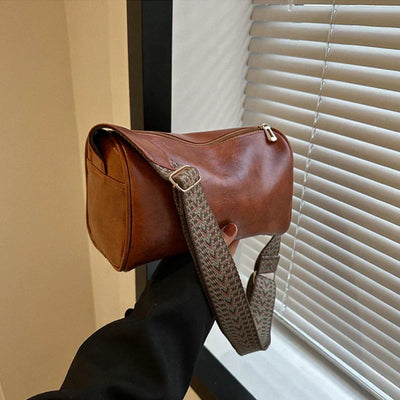 Elsa | Leather Crossbody Bag with Woven Strap