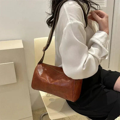 Elsa | Leather Crossbody Bag with Woven Strap
