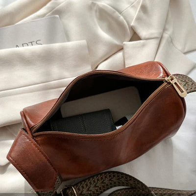 Elsa | Leather Crossbody Bag with Woven Strap