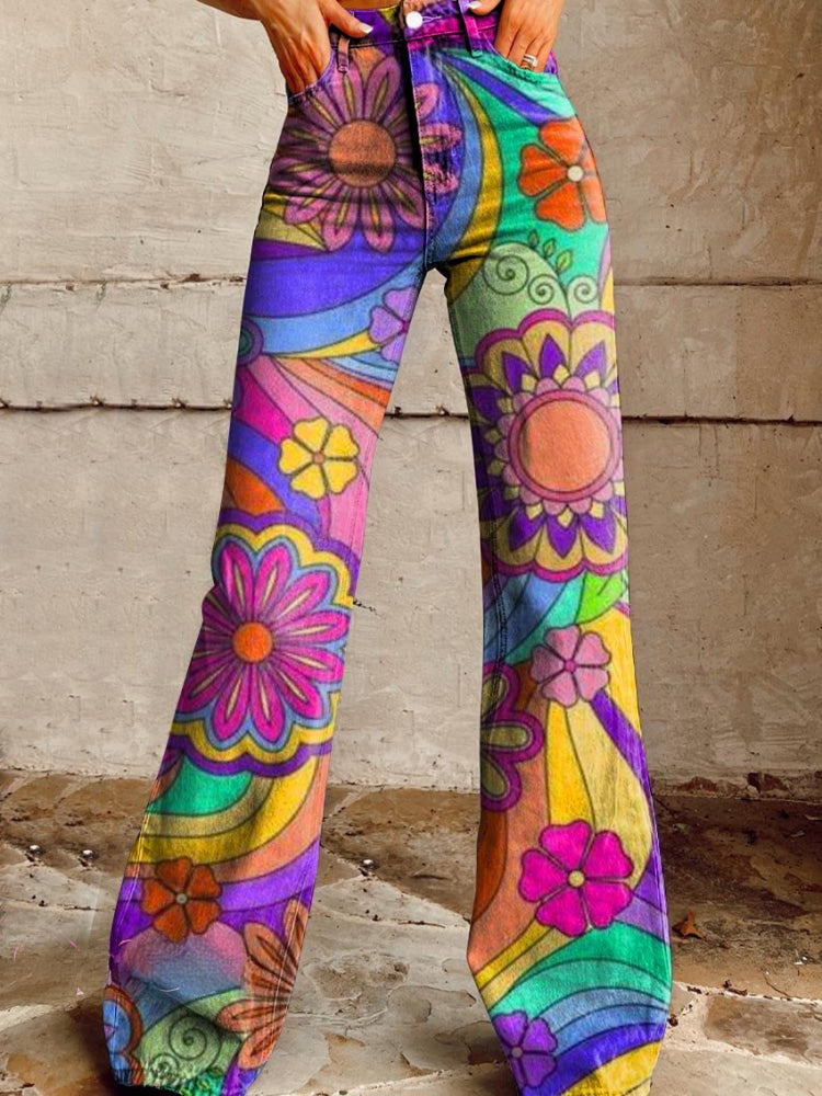 Fiorenza | Psychedelic Flower Flare Pants
