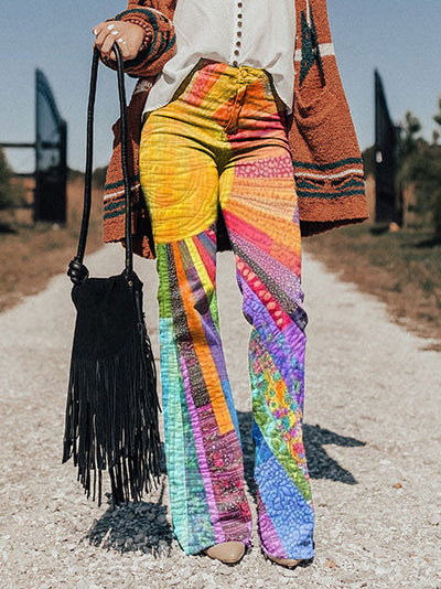 Fayora | Radiant Patchwork Flare Pants