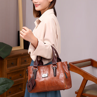 Kendra | Crocodile-Patterned Leather Handbag