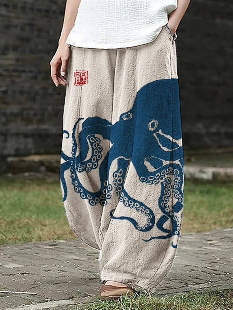 Sora | Octopus Print Wide-Leg Pants