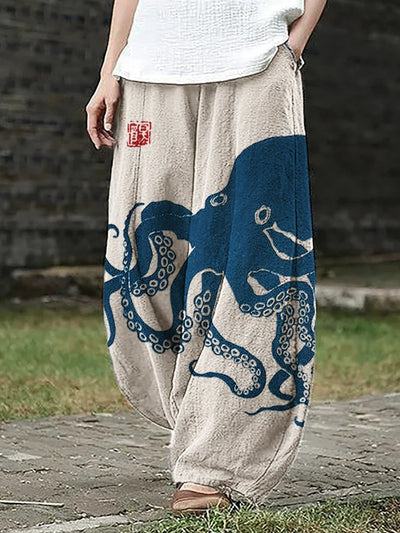 Sora | Octopus Print Wide-Leg Pants